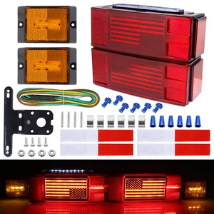 12V LED Trailer Light Kit Unique Flag Design Submersible Boat Trailer Lights - Picture 1 of 7
