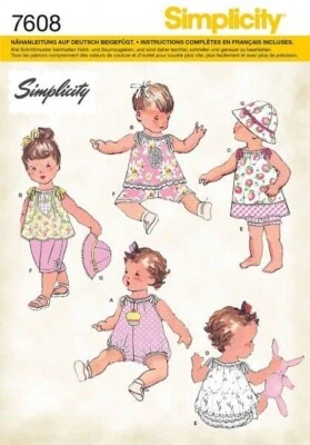 Simplicity Schnittmuster 7608, Baby Sommer Outfits, 1-18 M., deutsch / francais - Bild 1 von 3
