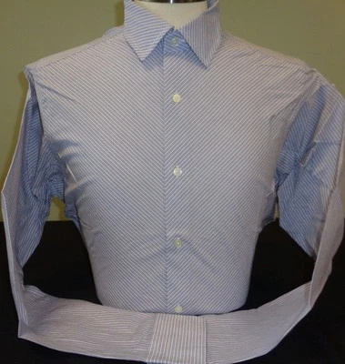 NUEVA CAMISA DE VESTIR PARA HOMBRE BANANA REPUBLIC L/S SLIM FIT RAYAS, AZUL, X-GRANDE Foto 1 de 2