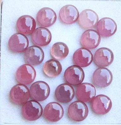 43.50 CT NATURAL PINK RUBY GLASS FILLED MADAGASCAR 7.5 MM ROUND CABOCHON  - Image 1 of 3