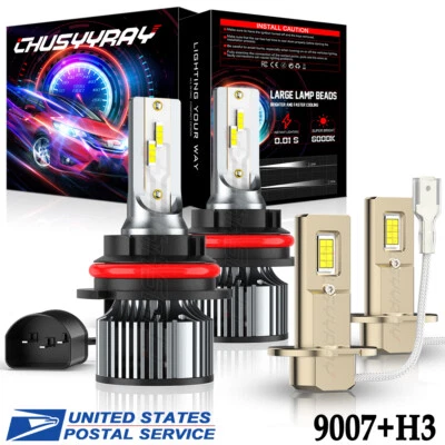 For Daewoo Lanos 1999-2002 4X 6000K LED Headlight Hi/Lo Beam + Fog Light Bulbs - Image 1 of 4