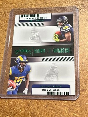 2021 Panini Contenders Round 2 Numbers # RN-DES TuTu Atwell D'Wayne Eskridge - Image 1 of 2