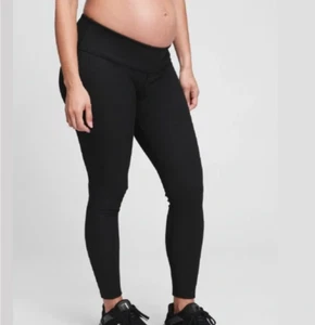 NUOVO Leggings Premaman GapFit Sotto Pancia Costola Oscurante 7/8 Nero Medium - Foto 1 di 5