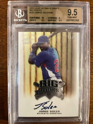 2012 Leaf Ultimate Draft Big Sticks /40 Jorge Soler BGS 9.5 GEM MINT Auto - Image 1 of 2