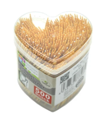 Bambus Zahnstocher in Herz Box 500 Stück Partypicker Käsepicker Sparpack - Bild 1 von 2