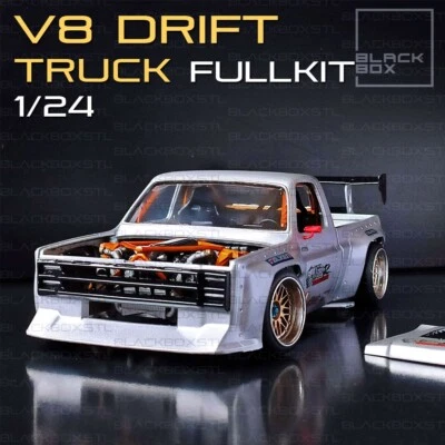 V8 Drift Truck - Full Model Kit - 1/24 - 3D Printed - Black Box - Image 1 of 4