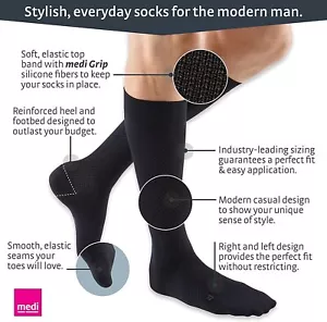 mediven for men select, 20-30 mmHg, Calf High Compression Stockings, Closed Toe - Picture 1 of 8