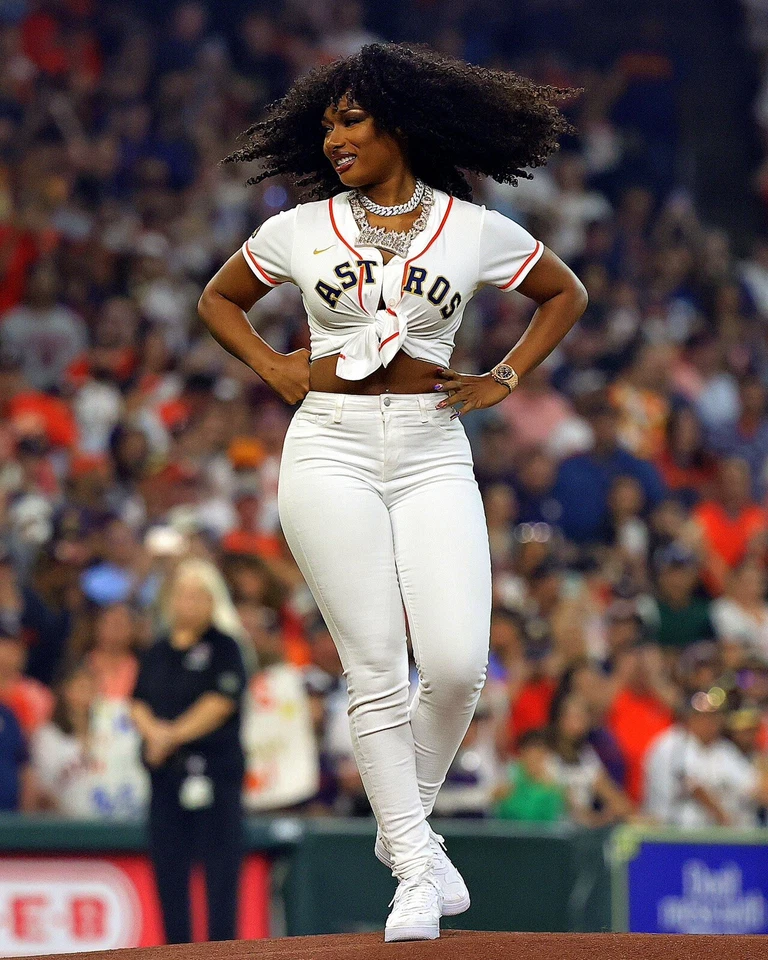 8x10 Photo MEGAN THEE STALLION Houston Astros World Series Champions 1st Pitch - Image 1 of 1