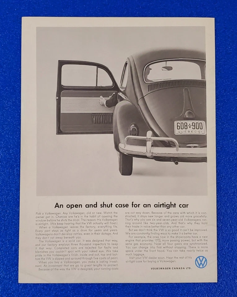 VOLKSWAGEN BUG AÑOS 60 ORIGINAL PÁGINA VW FOLLETO ANUNCIO "ESTUCHE ABIERTO Y CERRADO" Foto 1 de 1