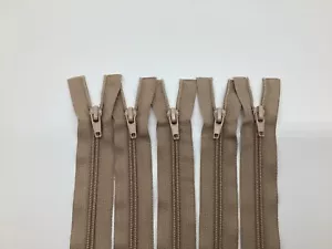 5 light brown no 5 open ended zips. 44 cm, 17.5 inches long. - Picture 1 of 7