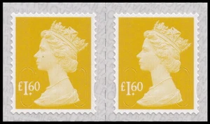 GB Machin Definitive Amber Yellow £1.60 M19L horz pair MNH 2019 - Picture 1 of 1