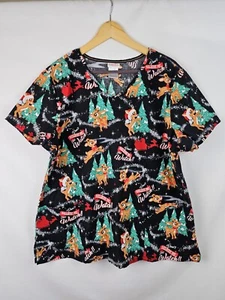 Rudolph The Red Nosed Reindeer Scrub Top Women's Plus Size 2X Christmas Shirt - Picture 1 of 7