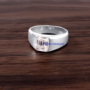 Natural White topaz Gemstone with 925 Solid sterling Silver Ring for Men's #7599 - Picture 1 of 5