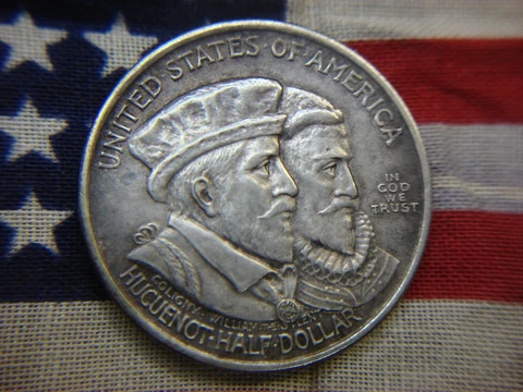 1924 HUGUENOT TERCENTENARY COMMEMORATIVE HALF DOLLAR - HIGH END COIN Cover