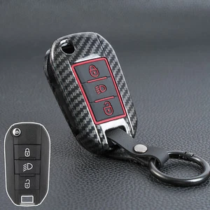 Carbon Key Cover Case Shell For Peugeot 208 2008 308 3008 508 for Citroen C3 C4 - Picture 1 of 7