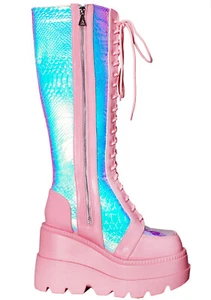 NEW LASR Pink Poison Hi Platform Boots SALE Rave Festival EDM - Picture 1 of 5