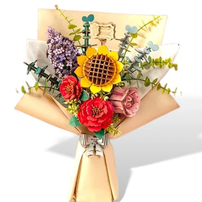 DIY Wooden Flower Bouquet Hand-make Building Toy 3D Puzzle Birthday Home Decor - Image 1 of 4