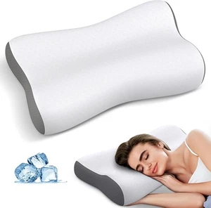 Cervical Neck Pillow Memory Foam Pillows for Pain Relief, White&amp;grey  - Picture 1 of 7