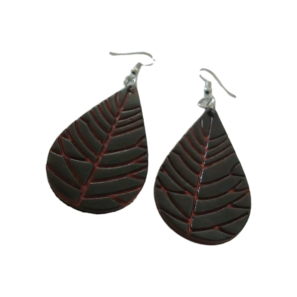 Cuero marrón??? pendientes colgantes Foto 1 de 4