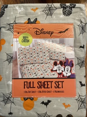 Disney Halloween Mickey and Minnie 4 Piece Full  Size  Sheet Set New - Image 1 of 3