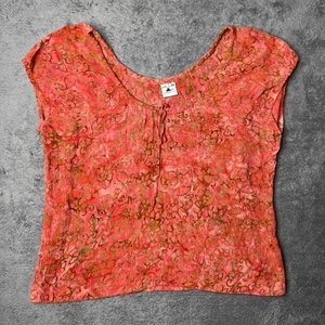 Lost River Clothing Co Batik Crinkle Sleeveless Top Shirt XL Boho Art to Wear - Picture 1 of 5