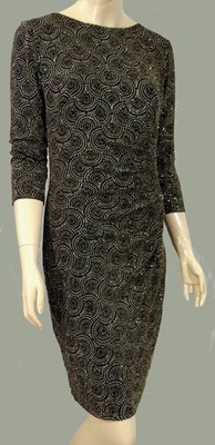 Ann Klein Ruched Sparkling Glitter Cocktail Party Sexy Wiggle Dress Sz 8 - Image 1 of 4