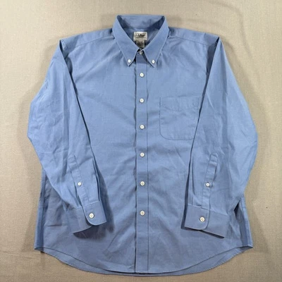 Camisa de tela Oxford LL Bean sin arrugas pinpoint para hombre 16,5 32 azul botón liso Foto 1 de 4