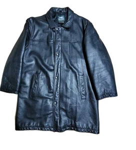 Vintage Roots Coat Jacket Mens Medium Black Leather Preppy Peacoat 3/4 Lined - Picture 1 of 11