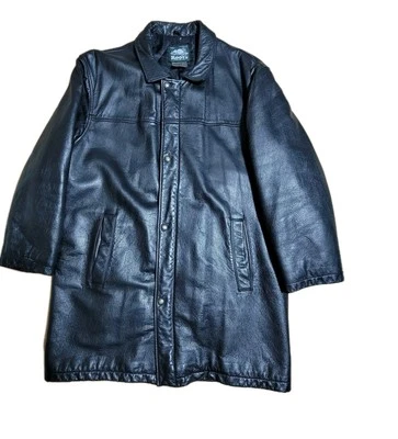 Vintage Roots Coat Jacket Mens Medium Black Leather Preppy Peacoat 3/4 Lined  - Image 1 of 4