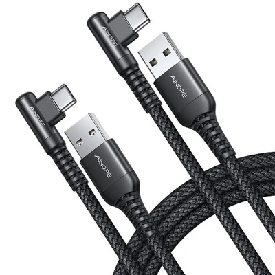 AINOPE USB C Cable Right Angle (2-Pack, 10ft+10ft) 3.1A Type C Charger Fast C... - Image 1 of 4