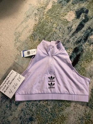 NWT Adidas Logo Play Cropped 1/2 Zip Purple Tank Top Women’s Sz XL FREE SHIPPING - Image 1 of 3