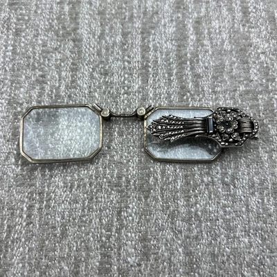 Antique Victorian Opera Glasses Marcasite Embellished Lorgnette Foldable Rare - Image 1 of 4