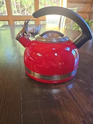 Kitchenaid whistling teapot Stainless 2 Quart RED  C handle trim band  - Image 1 of 4