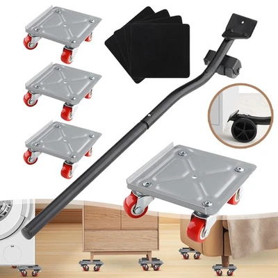 Möbelheber Transportrollen Möbelrollen mit Ausziehbarer Brechstange 360° Drehbar - Bild 1 von 4