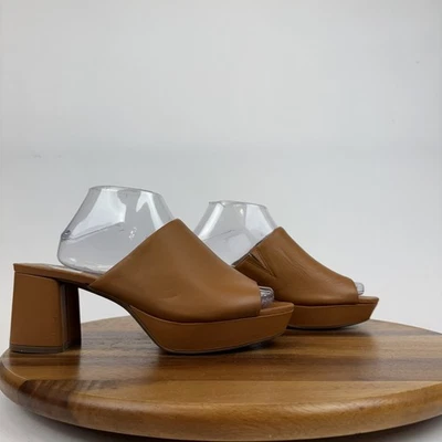 Nuevas sandalias deslizables de tacón de cuero marrón cassy aerosoles para mujer talla 10 M nuevas sin caja Foto 1 de 4