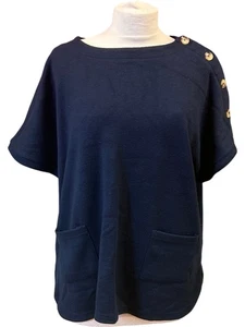 Lily & Me Bridget Navy Layering Jumper Button Detail Size UK 18 - Picture 1 of 6