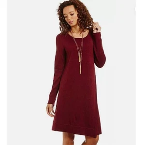 Eileen Fisher 100% Merinowolle Jewel Neck Midi Asymmetric Sweater Dress - Gr. L - Bild 1 von 10