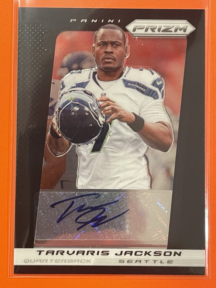 Panini Prizm Tarvaris Jackson 2013 novato automático RC #165 fútbol Seattle Seahawks Foto 1 de 2