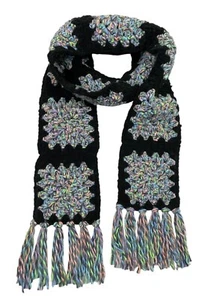 HANDMADE CROCHET Scarf Granny Squares Tassels Chenille Thick Long 20 x 220cm - Picture 1 of 6