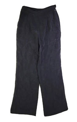 Lauren Ralph Lauren女式4黑色100%真丝正装裤子打褶前侧拉链 — 第 1/4 张图片