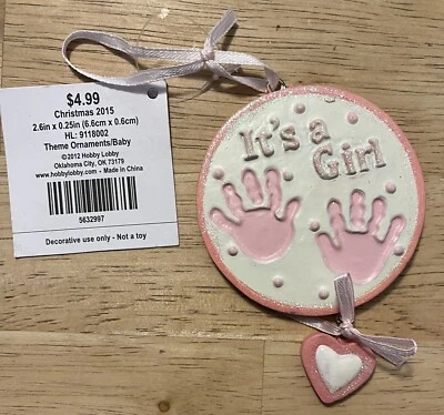Placa de recuerdo con huella de mano para bebé, It’s A Girl, nueva con etiquetas, A-39 Foto 1 de 3