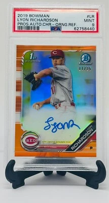 2019 Bowman Chrome 1st Orange Refractor Auto Lyon Richardson RC Card /25 PSA 9 - Image 1 of 2