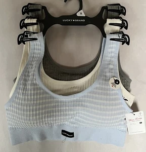 Neu mit Etikett Lucky Brand W-F nahtloser Komfort-BH 1 GRAU 1 ELFENBEIN 1 BLAU LVD47952 M $ 72 - Bild 1 von 2