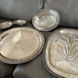 Silver Tray 12” Signed Leonard Silver Plate Gorgeous Tray And Bowls Lot - Picture 1 of 7