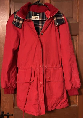 Vintage Sears Hooded Coat/Jacket Woman’s Size M Mid Length Plaid Lining - Image 1 of 4