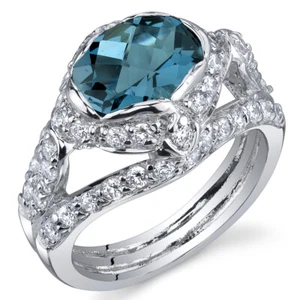 Statuesque 2.00 cts London Blue Topaz Ring Sterling Silver - Picture 1 of 2