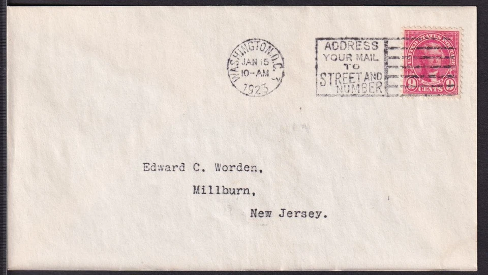 1923 Sc 561 9c Jefferson FDC Washington DC cancel to Worden CV $190 (1L - Image 1 of 1