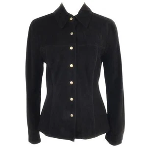 CHAQUETA BCBGMAXAZRIA NEGRA 100% GAMUZA DAIN CUELLO ABOTONADO - S - Imagen 1 de 8