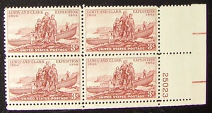 US 3¢ stamp SC #1063 Lewis & Clark Expedition MNH 1954 plate block. - Picture 1 of 2