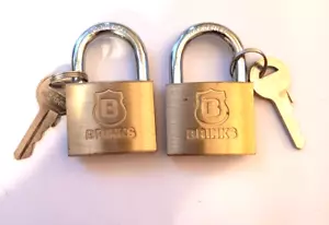 Brinks Lucchetti Ottone 2 Serrature 2 Chiavi-Chiave Diverso Modello Sconosciuto - Foto 1 di 2